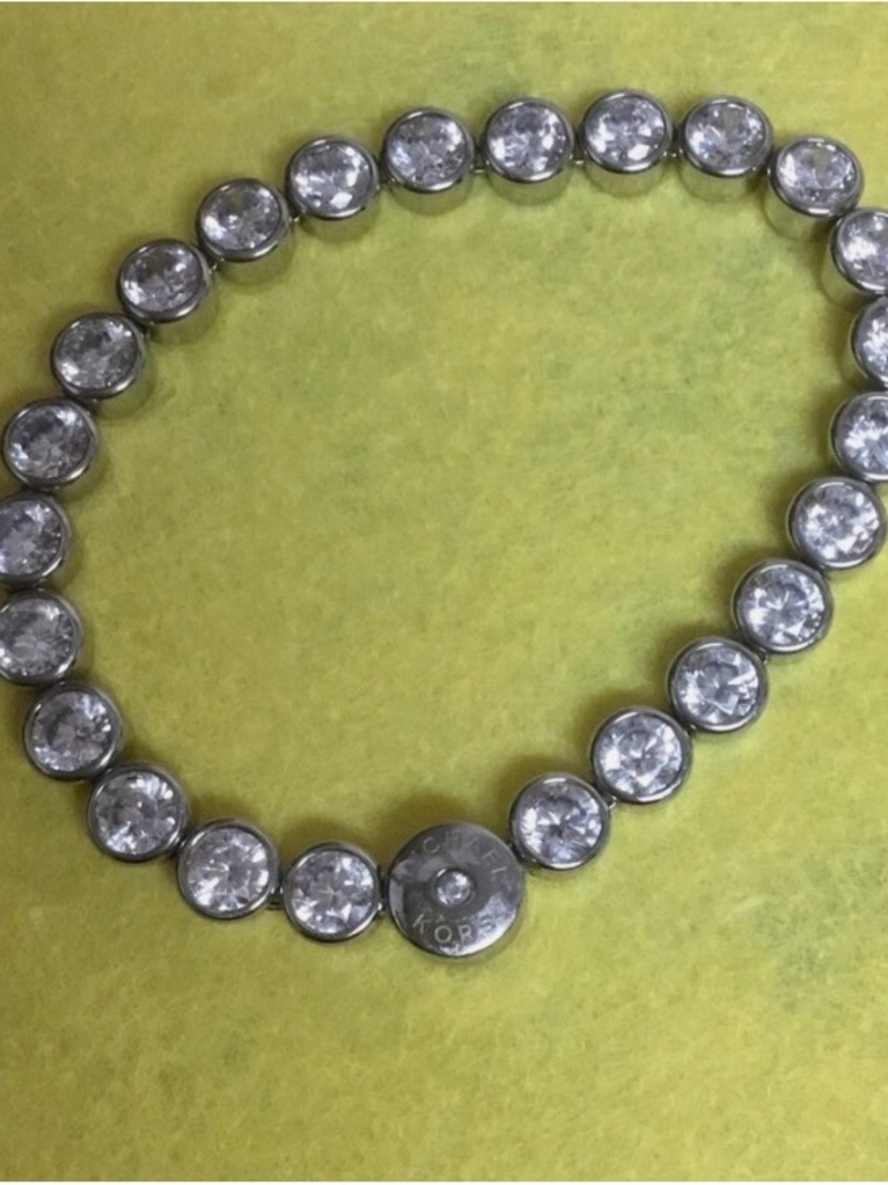 Michael Kors Silver-Tone Crystal Stretch Necklace - Clear Stones